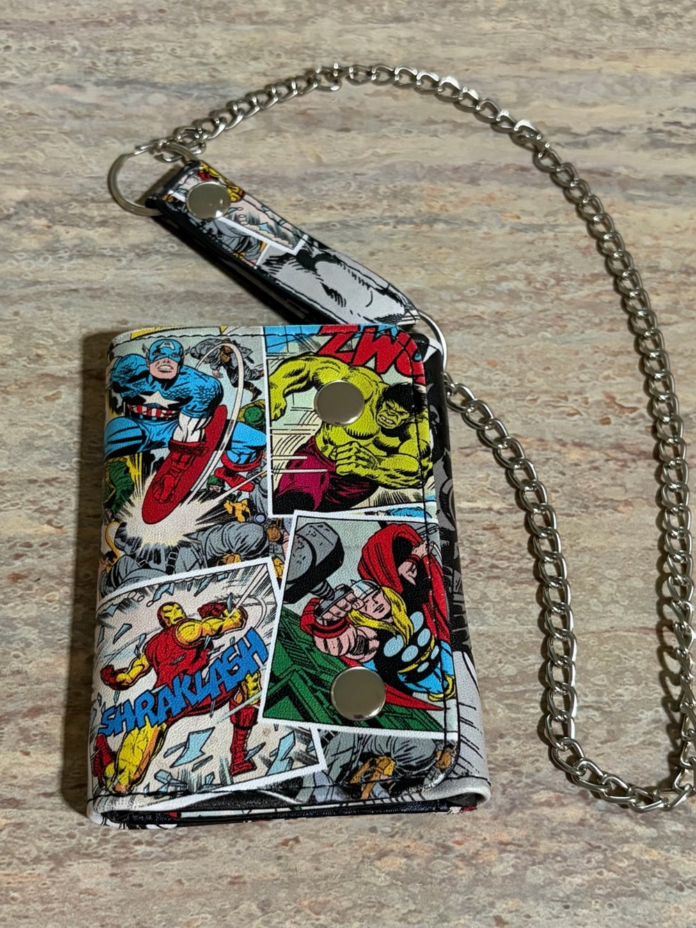 Marvel Comics Superhero Wallet with Chain - Multicolor